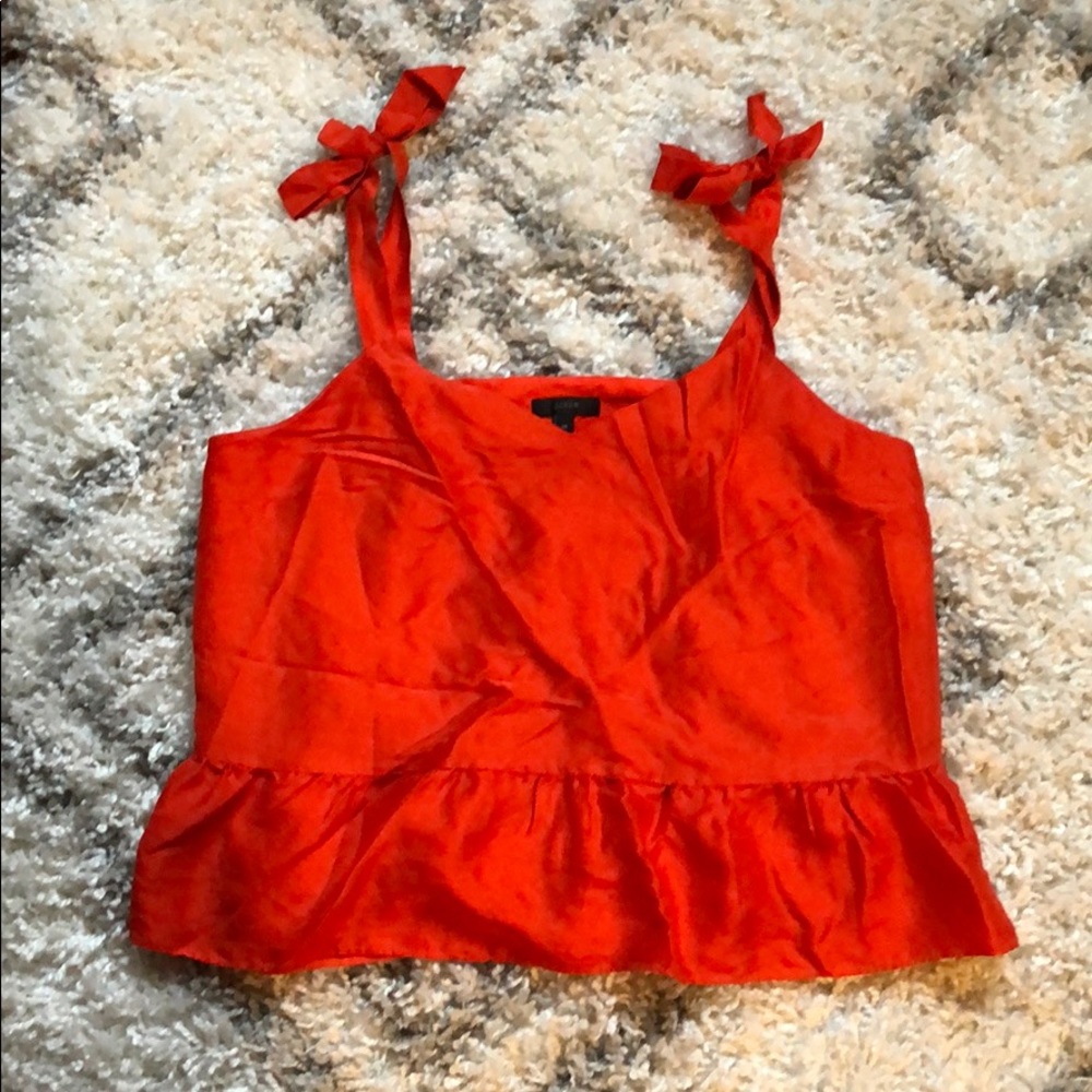 J Crew Blouse Silk Peplum Orange Size 14